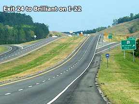 Exit 24 to Brilliant off I-22