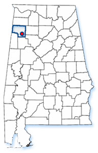 Alabama State Map with Town of Brilliant Highlighted